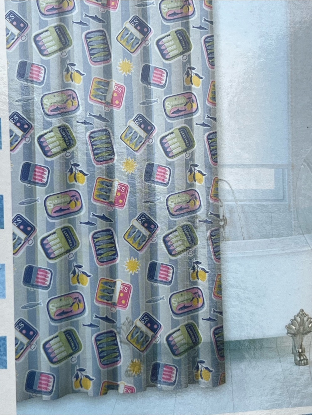 Pink Sardines PEVA shower curtain - Picture 3 of 3